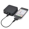 Universal USB 4-Port 7800mAh Mobile External Power Battery Charger w/ Adapters - Black (1.5A-Output)